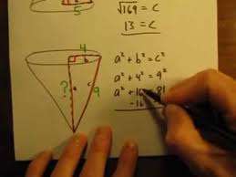 1.find the lateral area of a cone with a radius of 7 ft. Calculate The Slant Height Of A Cone Youtube