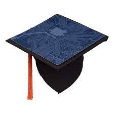 Blue Geek Motherboard Circuit Pattern Graduation Cap Topper Zazzle Com Graduation Cap Geek Stuff Graduation Hat Designs