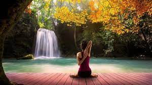 Yoga Girl Picture With Autumn Waterfall Background Hd Wallpapers Wallpapers Download High Resolution Wallpapers Waterfall Background Yoga Girl Waterfall