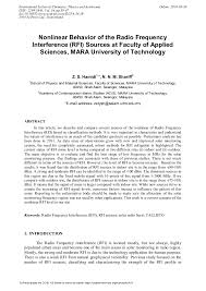 About the master of web technology offered at the universiti teknologi mara. Nonlinear Behavior Of The Radio Frequency Interference Rfi Sources At Faculty Of Applied Sciences Mara University