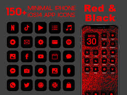 Ios Black Red App Icons 230 Red On Black Minimal Ios 14 Modern Icon Pack In 2021 App Icon Black App Ios Icon