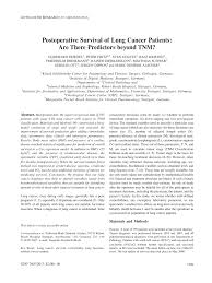 Additionally, part of the lung tumor may break off. Pdf Postoperative Survival Of Lung Cancer Patients Are There Predictors Beyond Tnm
