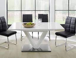 Esstisch ilko tisch weiss hochglanz lack mit synchronauszug. Saulentisch Vasco 160 220 X90x77 Cm Hochglanz Real De