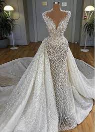 497 50 Luxury Spray Gold Net Jewel Neckline Full Length 2 In 1 Wedding Dresses With Beadings Magbridal Com Cn In 2021 Sparkle Wedding Dress Wedding Dresses Wedding Dress Couture
