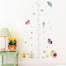 Us 2 38 16 Off Popular Cartoon Horse Height Measure Home Decal Wall Sticker Kids Room Baby Girl Gift Growth Chart Butterfly Beautiful Mural In Wall