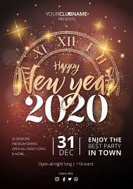 Realistic Happy New Year 2020 Party Poster Free Vector Happy New Year 2020 Party Poster New Year 2020