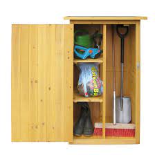 Outsunny geräteschrank geräteschuppen gartenschrank 2 fächer tannenholz natur 74 x 43 x 88cm. Habau Flachdach Gartenschrank Spiesstanne Braun Garten Und Freizeit