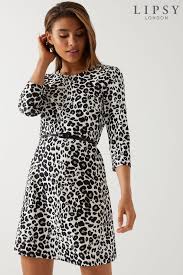 Womens Lipsy Animal Printed Skater Dress Black Snake Print Dress Animal Print Dresses Clothing For Tall Women