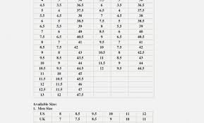 Shoe Size Chart Us To Uk Google Search