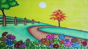 Here are the steps to draw cartoon garden. How To Draw Garden Scenery Step By Step Garden Drawing Beautiful Scenery Drawing Garden Drawing Landscape Pictures