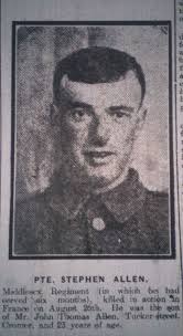 Private Stephen Allen (Cromer) 1st Middlesex Killed in Act…