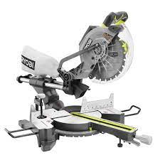 Home tools, gear & equipment tools & supplies saws miter dropping the miter saw blade into the workpiece. Ryobi 15 Amp 10 Inch Corded Sliding Mitre Saw With Laser The Home Depot Canada