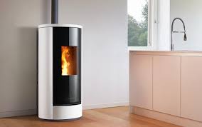 What to do with a corner wood stove? Pellet Stove P230 D In Majolica Flush With The Wall Corner Piazzetta