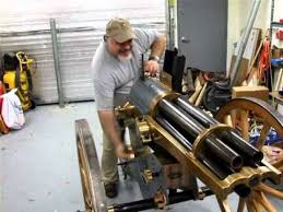 The 37 mm bore on this example dwarfs the.45 and.30 caliber rounds typically loaded into the gatling. 1880 Hotchkiss Revolving Cannon Hotchkiss Cannon Living History