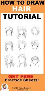 12 photos of the anime drawing practice. How To Draw Hair Anime Women Free Printable Practice Sheets Funkawaii Com How To Draw Hair Drawing Tutorial Easy Easy Drawings For Kids