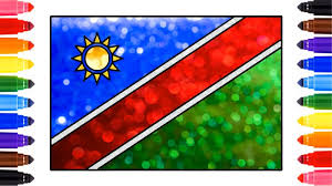 The star of marxism in the hoist is overlaid a hoe, rifle and a book. How To Draw Namibia Flag Glitter Coloring The Namibian Flag Drawing Glitter Color Little Channel Youtube