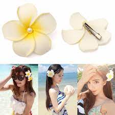 Hawaiian Plumeria Foam Flower Hair Clip Floral Pearl Headpiece For Women Girl Alex Nld Hawaiian Flower Hair Foam Flowers Flower Hair Clips