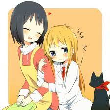 from left to right shinonome nano 東雲 なの hakase はかせ and sakamoto 阪本 nichijou anime anime images