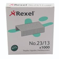 1000 x rexel no 23 13mm staples capacity 90 sheets of 80gsm paper 2101053