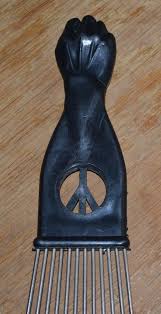 Timeless peace sign/ fist handle statement accessory. Vtg 1960s Black Americana Black Power Fist Peace Sign Afro Hair Pick Comb N 1787361705
