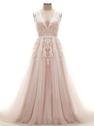 Suchen sie in stockfotos und lizenzfreien bildern zum thema rosa hochzeitskleider von istock. Elegant A Linie Brautkleid V Ausschnitt Kapelle Schleppe Rosa Tull Applikationen Pailletten Armellos Ruckenfrei Reissverschluss Dresstells Com