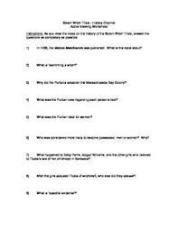 Salem Witch Trials History Channel Active Viewing Worksheet Salem Witch Trials Salem Witch Witch Trials