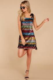 Flirty Multi Color Sequin Dress Sparkle Rainbow Dress Dress 49 Red Dress Boutique Shop Red Dress Trendy Cocktail Dresses Red Dress Boutique