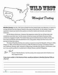 The Wild West Manifest Destiny Worksheet Education Com Social Studies Worksheets Manifest Destiny Social Studies