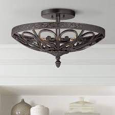Attaching directly to the ceiling, this piece. Kathy Ireland La Romantica Black Iron Ceiling Light 7w432 Lamps Plus