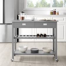 Stainless steel kitchen island with drawers. Mercury Row Ansell 42 Kitchen Island With Stainless Steel Top And Locking Wheels Reviews Wayfair