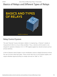 Protective relays work in concert with sensing and control devices to accomplish their function. Basics Of Relays And Different Types Of Relays All Instrumentation Relay Switch