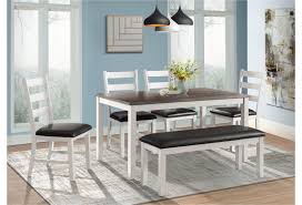 Rustic reclaimed vintage industrial style dining table and bench set. Elements International Martin Rustic Dining Table Set With Bench Dream Home Interiors Table Chair Set With Bench
