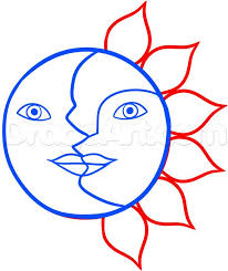 How To Draw The Sun And Moon Face Step By Step Outer Space Sun And Moon Drawings Moon Painting Drawings