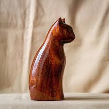 Wooden Cat Statue Wooden Cat Figurine Wood Carving Hand Etsy Wooden Cat Cat Statue Wooden Sculpture