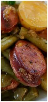 Sausage Green Bean Potato Casserole So Scrumptious And Seasoned Perfectly In 2020 Green Beans And Potatoes Green Beans Green Beans Side Dish