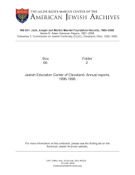 Box Folder 66 2 Jewish Education Center of Cleveland. Annual reports,  1996-1998.
