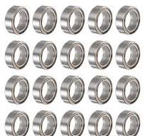 R168ZZ Deep Groove Ball Bearing, 1/4" x 3/8" x 1/8" Chrome Steel Z2 Double  Steel Shielded Bearing, 20 Pack