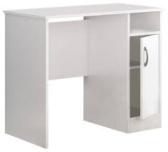 Rectangular white/black standing desks with adjustable height. White Computer Desk Great For Small Home Office Space Transitional Desks And Hutches By Hilton Furnitures Houzz