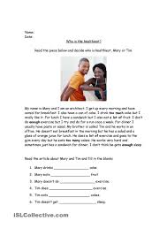 Healthy Eating And Quantifiers Reading Comprehension Comprehension Writing Exercises