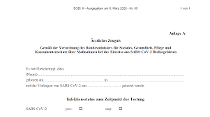 Als testnachweis gelten ein ärztliches zeugnis oder ein anderes testergebnis auf papier oder in einem elektronischen dokument. Medical Certificate Concerning The Entry From Sars Cov 2 Risk Areas Bmk Infothek