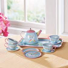 Schylling Unicorn Tin Tea Set 15 Pieces Walmart Com Toy Tea Set Childrens Tea Sets Play Tea Set