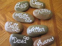 My Diy Rock Place Cards Weddingbee Wedding Place Cards Place Cards Wedding Table Names