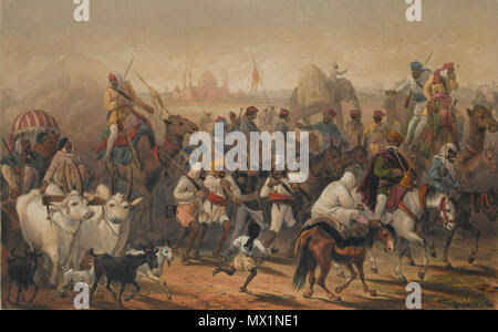 Indian Mutiny (Sepoy Mutiny) 1857-1859 : Mounted rebel Sepoys charging through the streets of Delhi May 1857 c1895 Engraving Stock Photo - Alamy