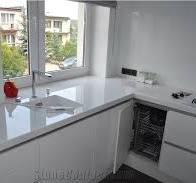 Super Pure White Nano Glass Stone Kitchen Countertops - StoneContact.com