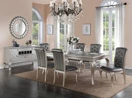 Ivan extension dining table, brushed stainless steel and gray tempered glass topby armen living(1). F2151 F1540 Gray 7 Pcs Dining Set By Poundex Fabric Dining Chairs Dining Room Sets Dining Room Design