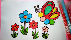 Gambar mewarnai anak sd kelas 1. Cara Menggambar Dan Mewarnai Kupu Kupu Dan Bunga Youtube