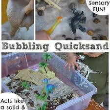 (i used yellow for an authentic feel!!) water!! Bubbling Quicksand Sensory Play