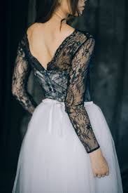 Black White And Navy Blue Outfits Wedding Dress Spring Night Navy Blue Lace And White Soft Tulle Long Sleeves Non Traditio Black Wedding Dresses Blue Wedding Dresses Navy Blue Wedding Dress