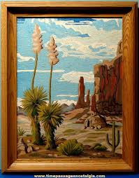 Large Old Framed Paint By Numbers American Desert Scene Painting Tpnc Painting Paint By Number Vintage Western Artwork