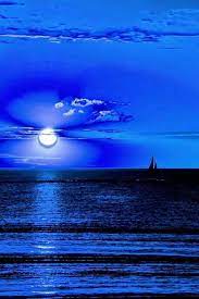 Azul Intenso Paisaje De Fantasia Pintura De Luna Paisaje Relajantes